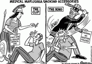 Cartoon on the medical marijuana controversy
